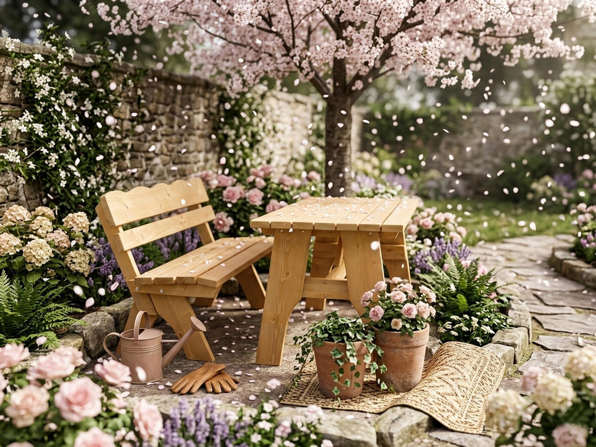 GARTEN-GARNITUR Drieburg 150cm aus Kiefer massiv 4tlg. - Braun, Holz - TPFGarden