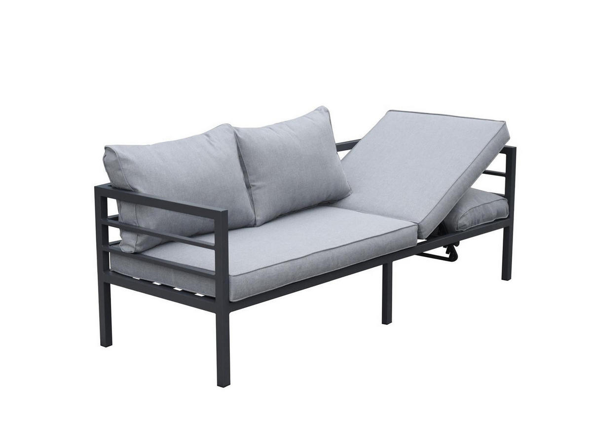 LOUNGE-SET Maia Grau / Anthrazit-Grau für 8 Personen, Aluminium pulverbeschichtet, Sicherheitsglas Stone-Look - Grau, Kunststoff - bellavista - Home & Garden