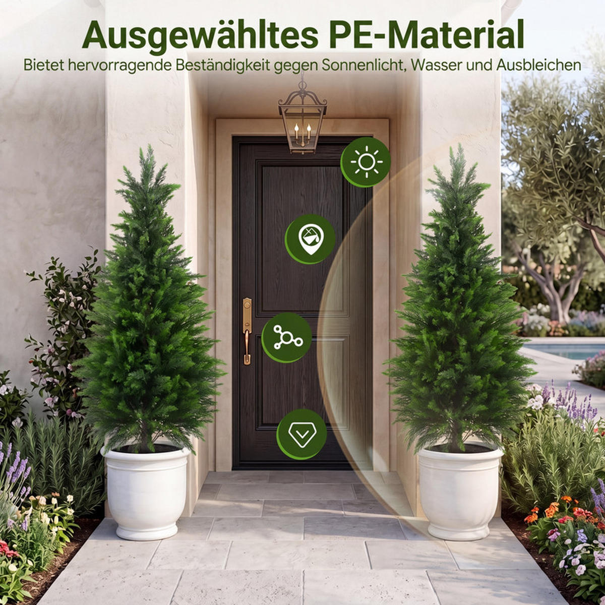 KÜNSTLICHER ZEDERNBAUM mit Topf grün(2er-Set) - Grün, Kunststoff (120cm) - COSTWAY