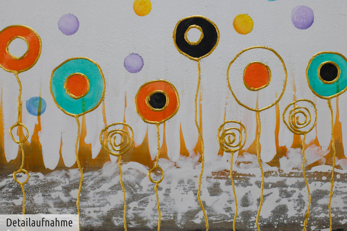 ACRYLBILD HANDGEMALT 120/40 cm - Goldfarben, Holz/Textil (120/40cm) - KUNSTLOFT