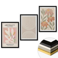 WANDBILDER 3er-Set - 40x60 cm Schwarzer Rahmen - Abstrakte Pflanzenformen - Schwarz, Kunststoff (40/60cm) - ArtPrintCave