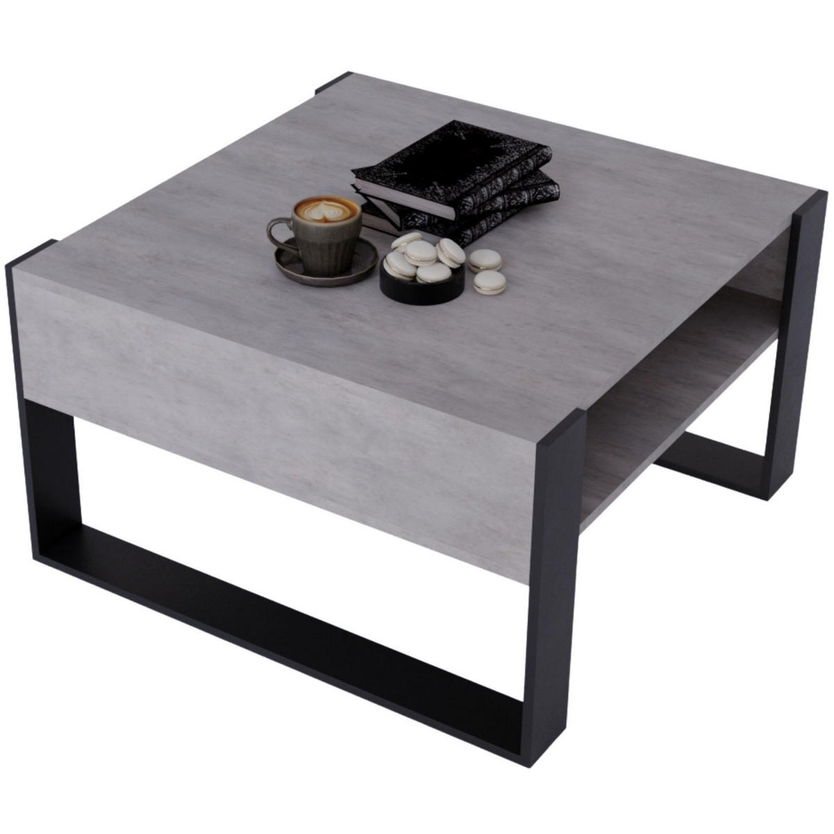 COUCHTISCH Holzwerkstoff rechteckig stabil Grau 45/71.5/68cm - Schwarz/Grau, Holzwerkstoff (71.5/68/45cm) - CraftPAK