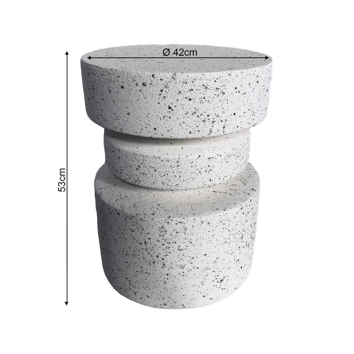 BEISTELLTISCH Weiß Schwarz 35/35/46 cm - Weiß, Stein (35/35/46cm) - Mobili Rebecca