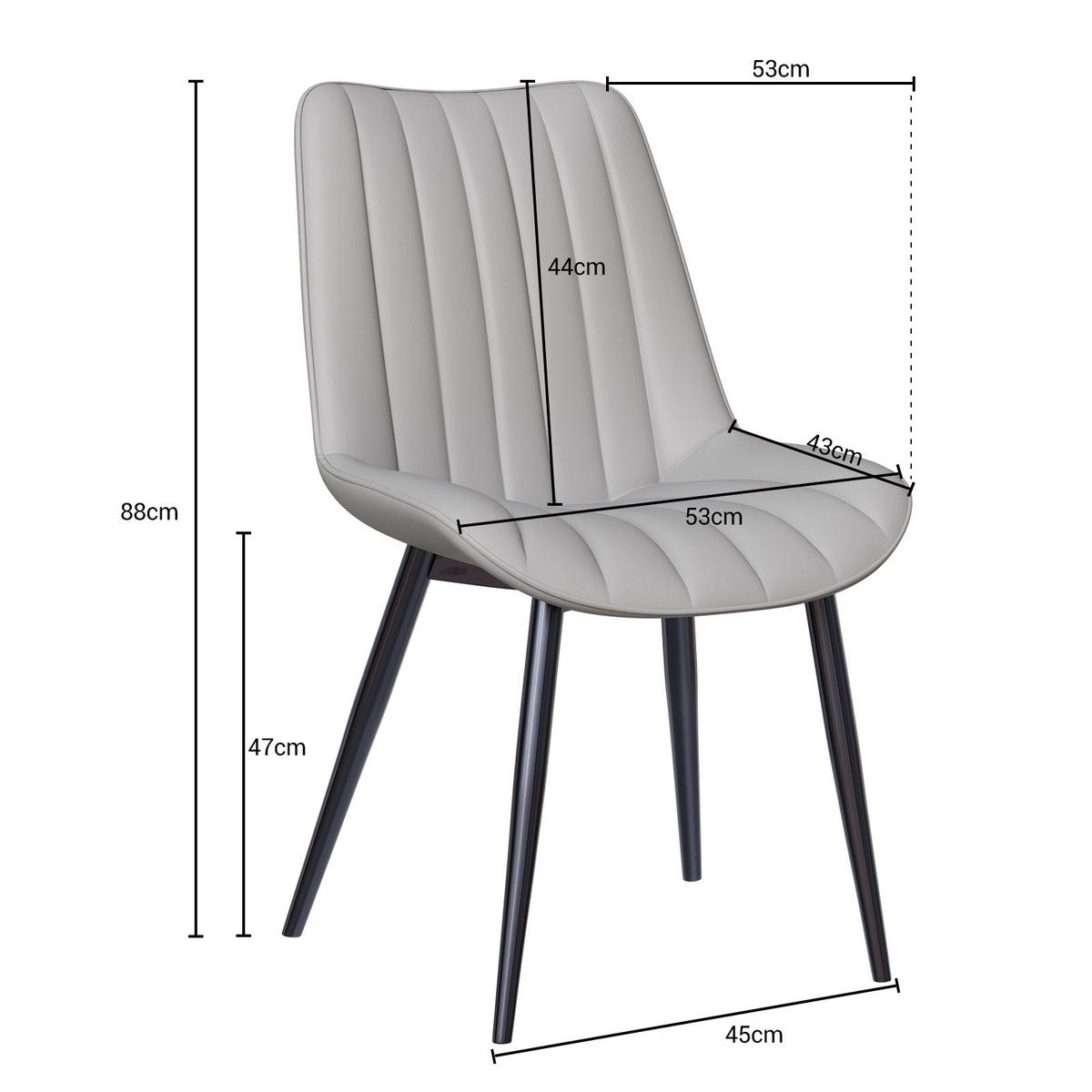 STUHL-SET 2 Stück aus Samt in Modernem Stil-YZ1 - Hellgrau, Textil/Metall (53/88/62.5cm) - HOMAVO