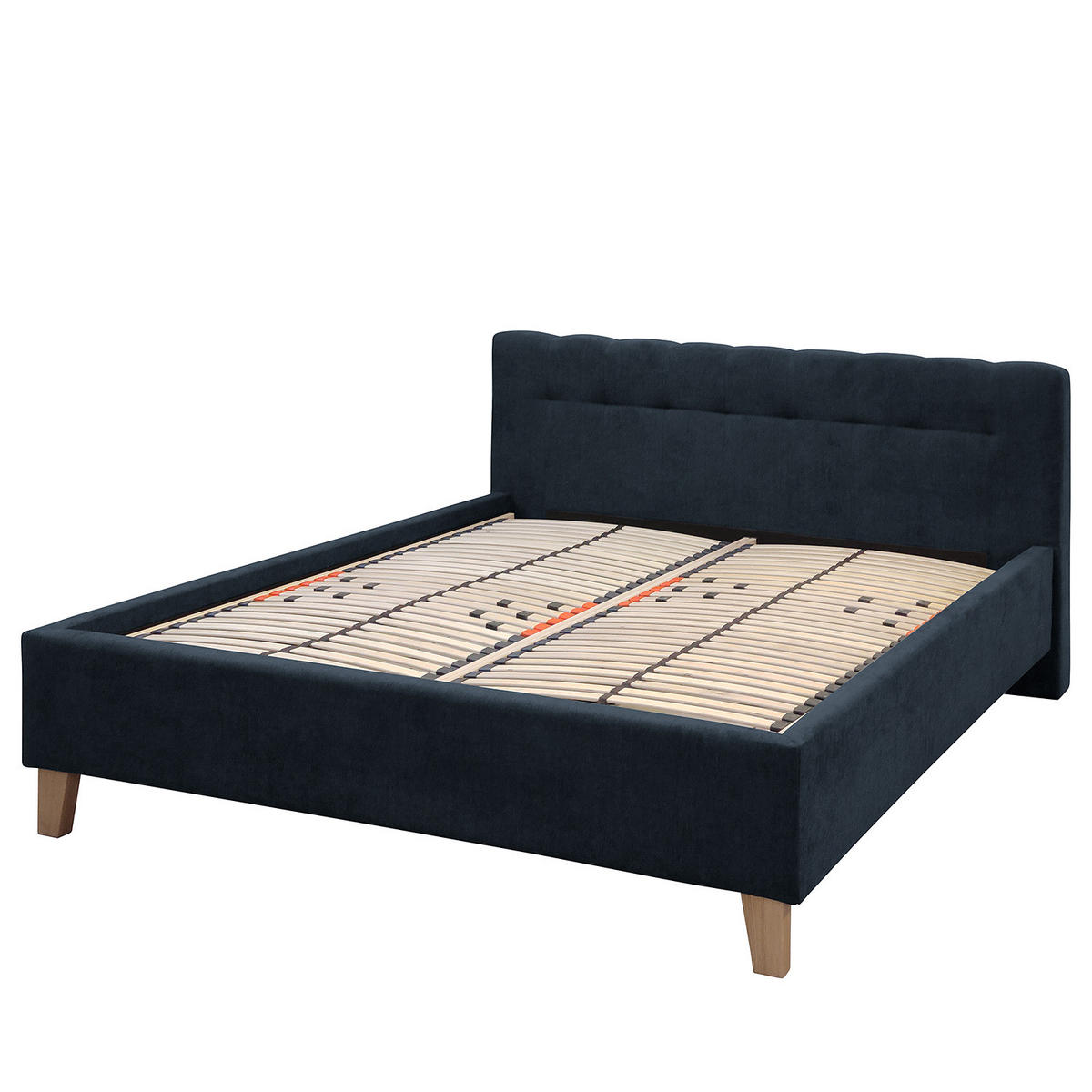 POLSTERBETT - Samt - Dunkelblau, Holz/Textil (180/200cm) - home24