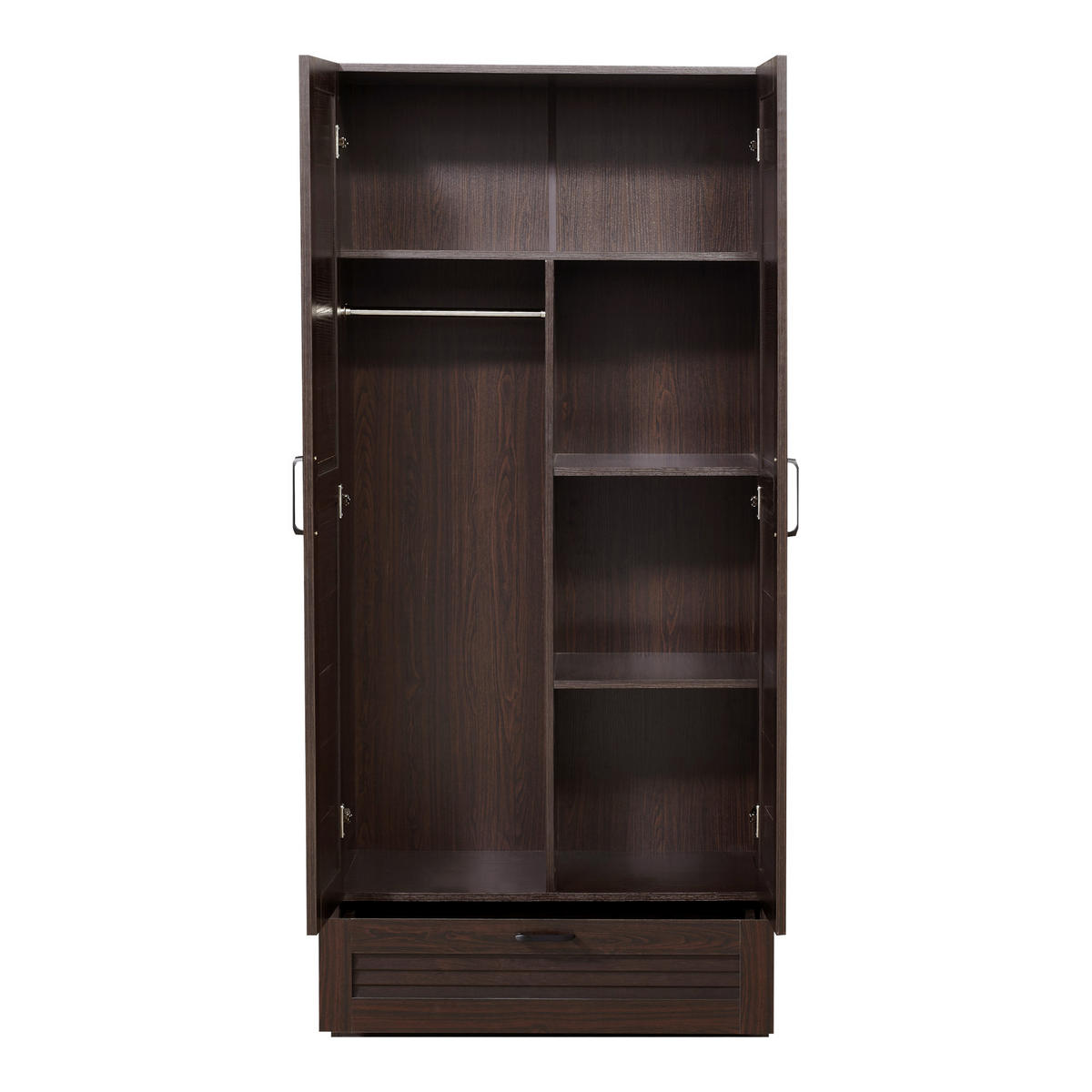 KLEIDERSCHRANK Finning - Walnussfarben, Holzwerkstoff (80/176/52cm) - [en.casa]