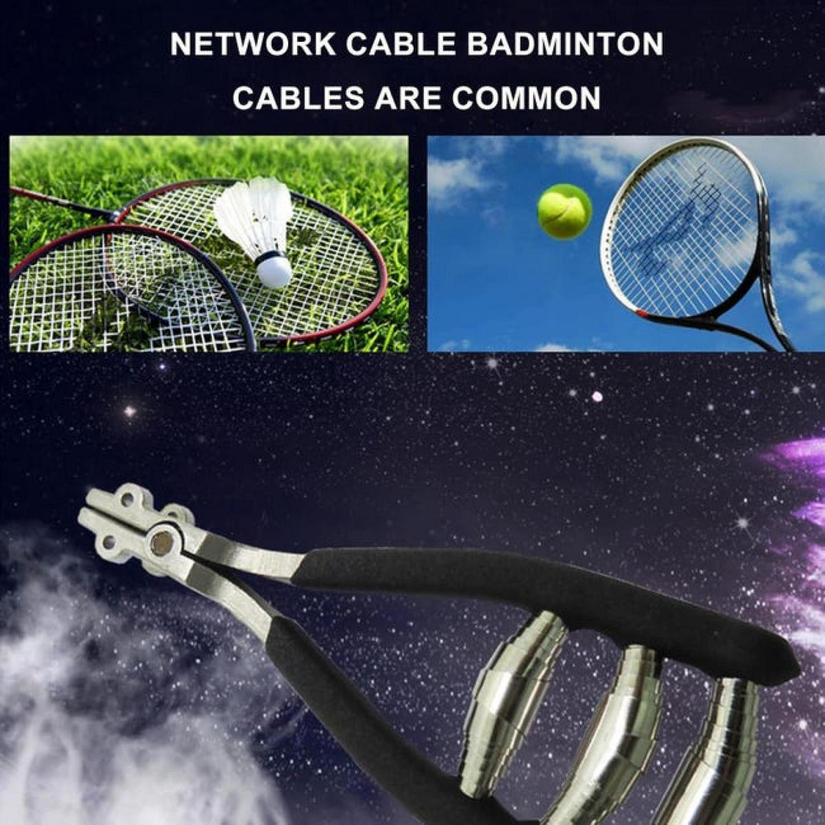 ZANGE – Für das Besaiten von Tennis- und Badmintonschlägern – Schwarz - Schwarz, Metall (8.5/4.5/2cm) - DCA