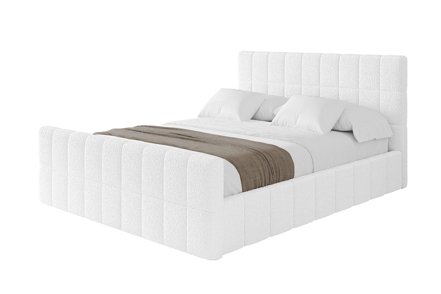 POLSTERBETT mit Bettkasten, Fußteil und Lattenrost, Boxbett ohne Matratze - AMEA-Z 120x200 Weiß - Weiß, Holzwerkstoff/Textil (120/200cm) - ALTDECOR