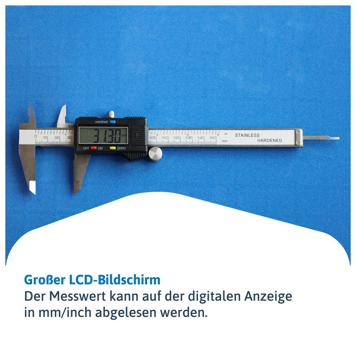 DIGITAL-MESSCHIEBER, LCD-Anzeige, CE, Messbereich 200 mm, 8 " - Silberfarben, Kunststoff (305/100/25cm) - Dönges