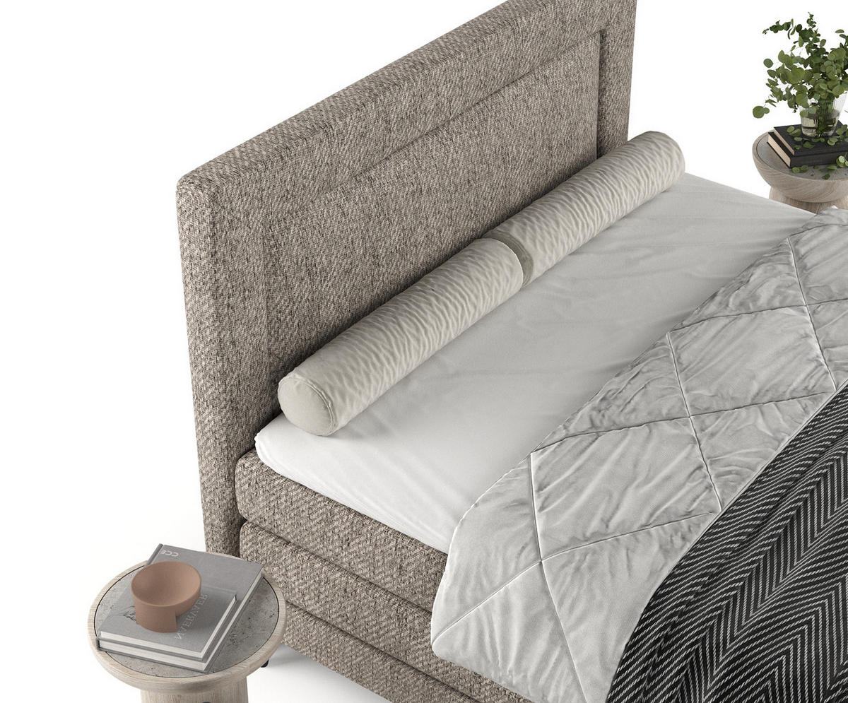 BOXSPRINGBETT Madame Brown 180/200 cm mit Matratzen und Latex-Topper - Schwarz/Braun, Holz/Holzwerkstoff (180/200cm) - Maison de Reve