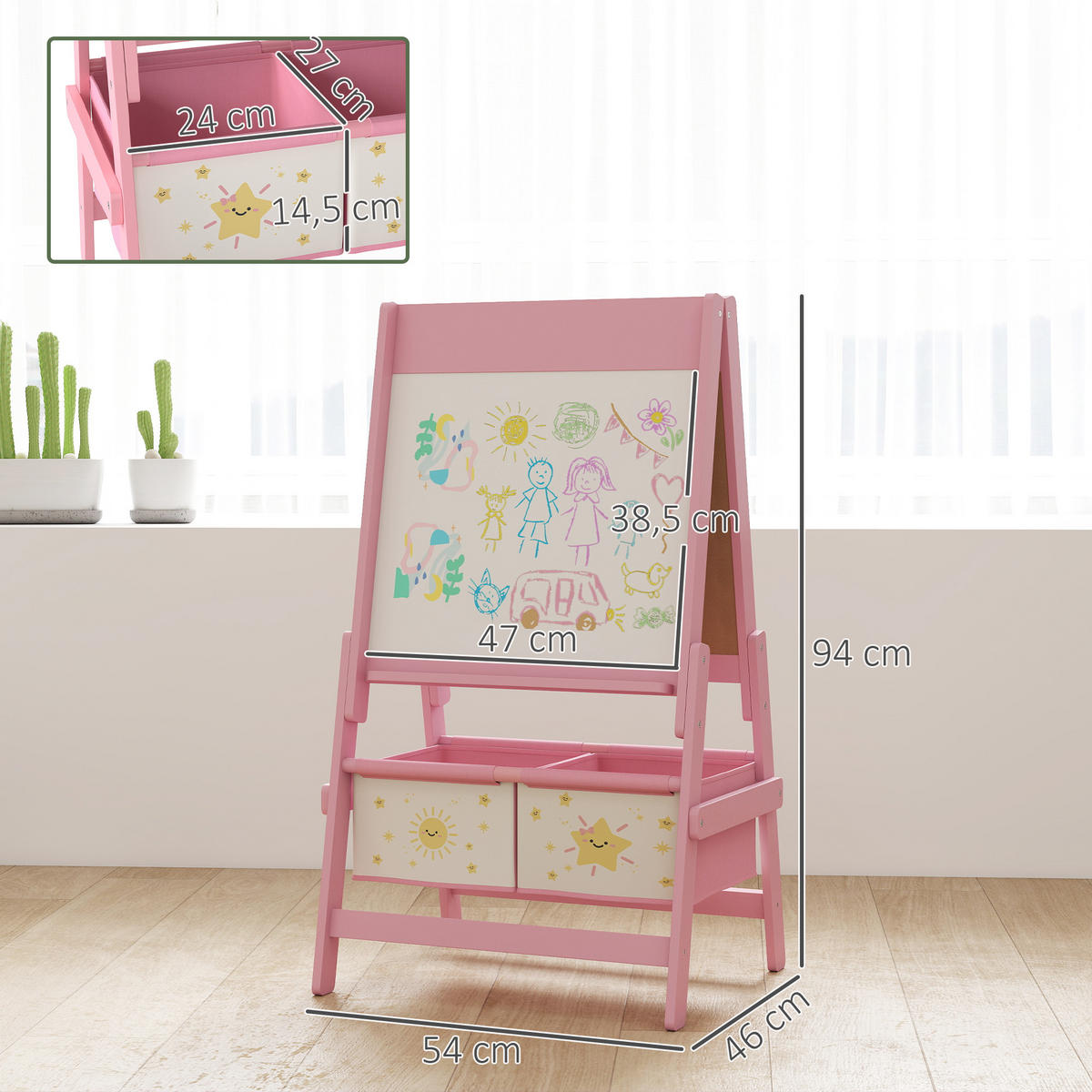 KINDERTAFEL MDF Kiefernholz Rosa - Rosa, Holzwerkstoff (46/94/54cm) - AIYAPLAY