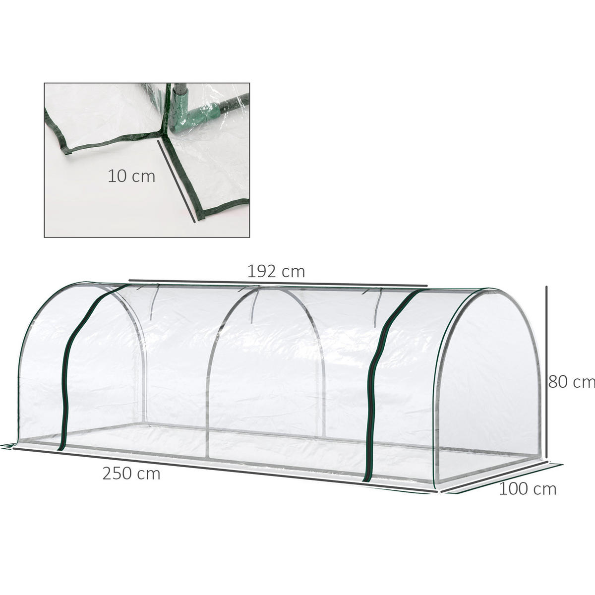 GEWÄCHSHAUS 250/80/100 cm Transparent aus Kunststoff mit Tür - Transparent, Kunststoff (100/80/250cm) - OKMYHOME