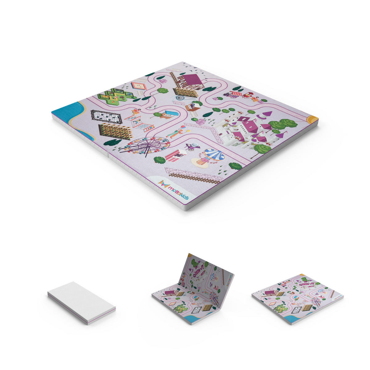 SPIELTEPPICH & Kindermatratze 2in1 Spiel und Schlafmatte Mädchen - Multicolor/Rosa, Textil (130/140cm) - Gowoll