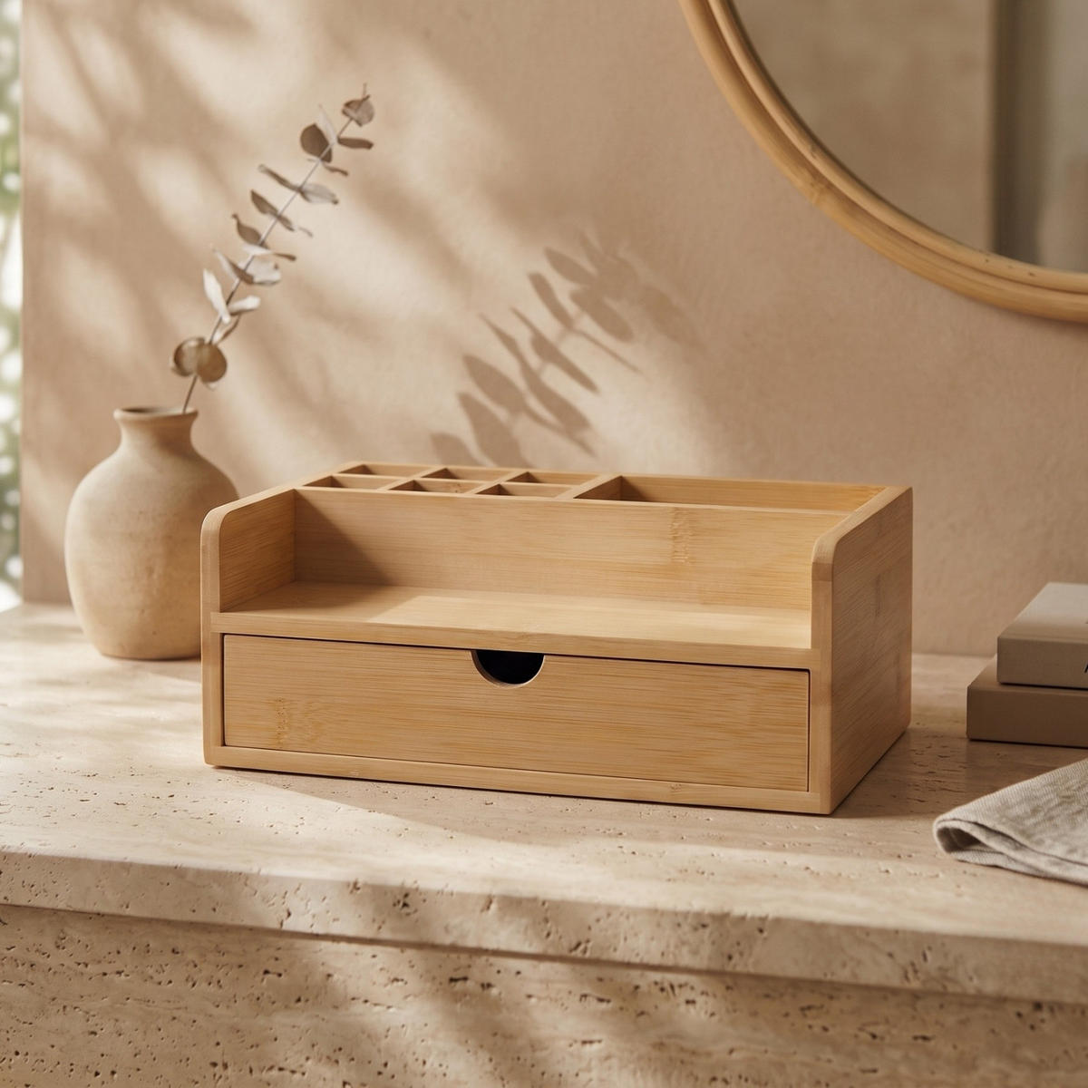 SCHREIBTISCHORGANIZER Bambus 10/25/15,5 cm - Beige, Naturmaterialen (10/25/15.5cm) - BOXIMO