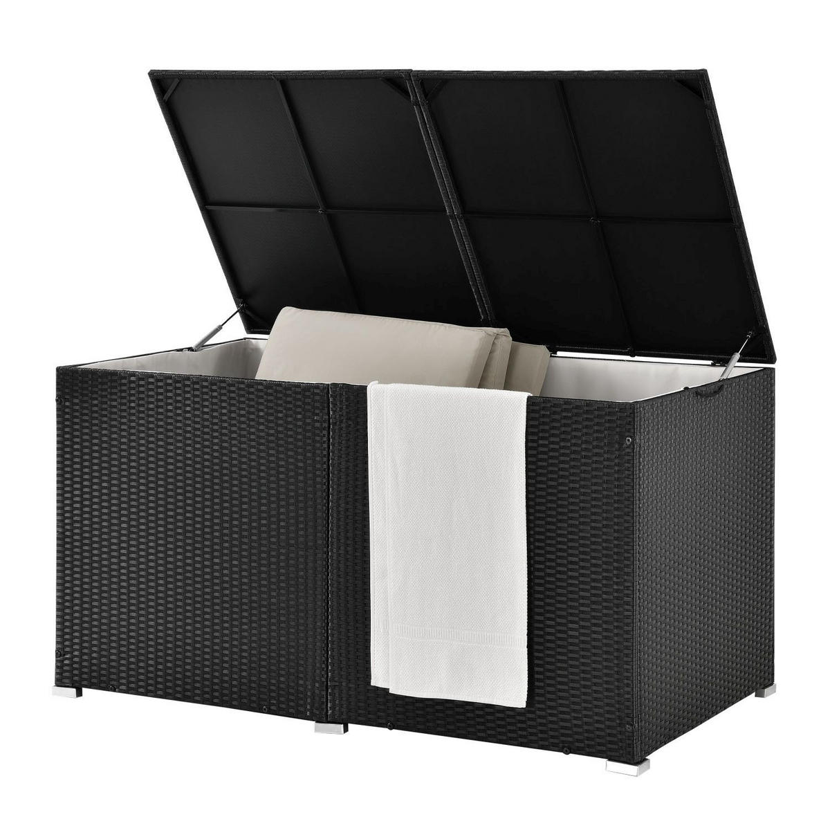 AUFLAGENBOX Ikaria schwarz - Schwarz, Kunststoff (145/80/83cm) - Juskys