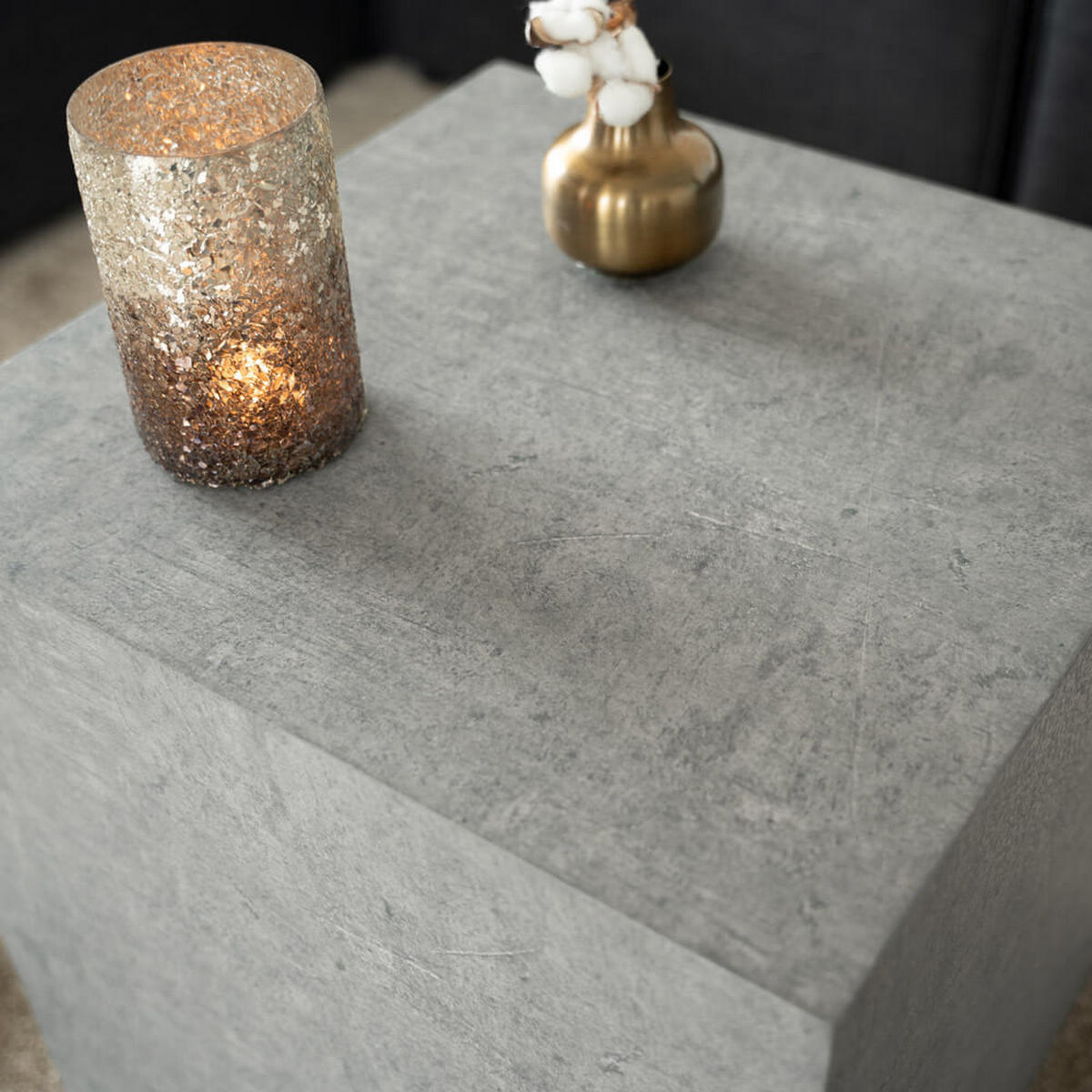 COUCHTISCH Marmor AMIRI M - 50 x 50 cm Grau - Grau, Holzwerkstoff/Textil (50/50/50cm) - Home Deluxe