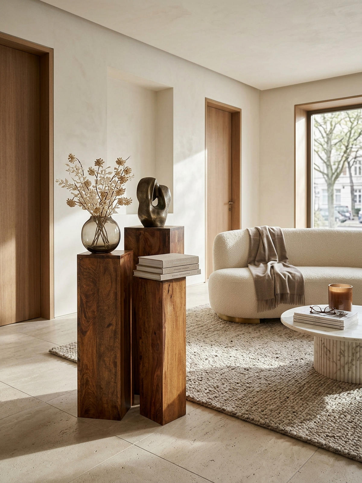 BEISTELLTISCH 3er Set Massivholz Ineinander Verstaubar Einzigartige Maserung, Braun 24x24x85 cm - Braun, Holz (24/24/85cm) - KADIMA DESIGN