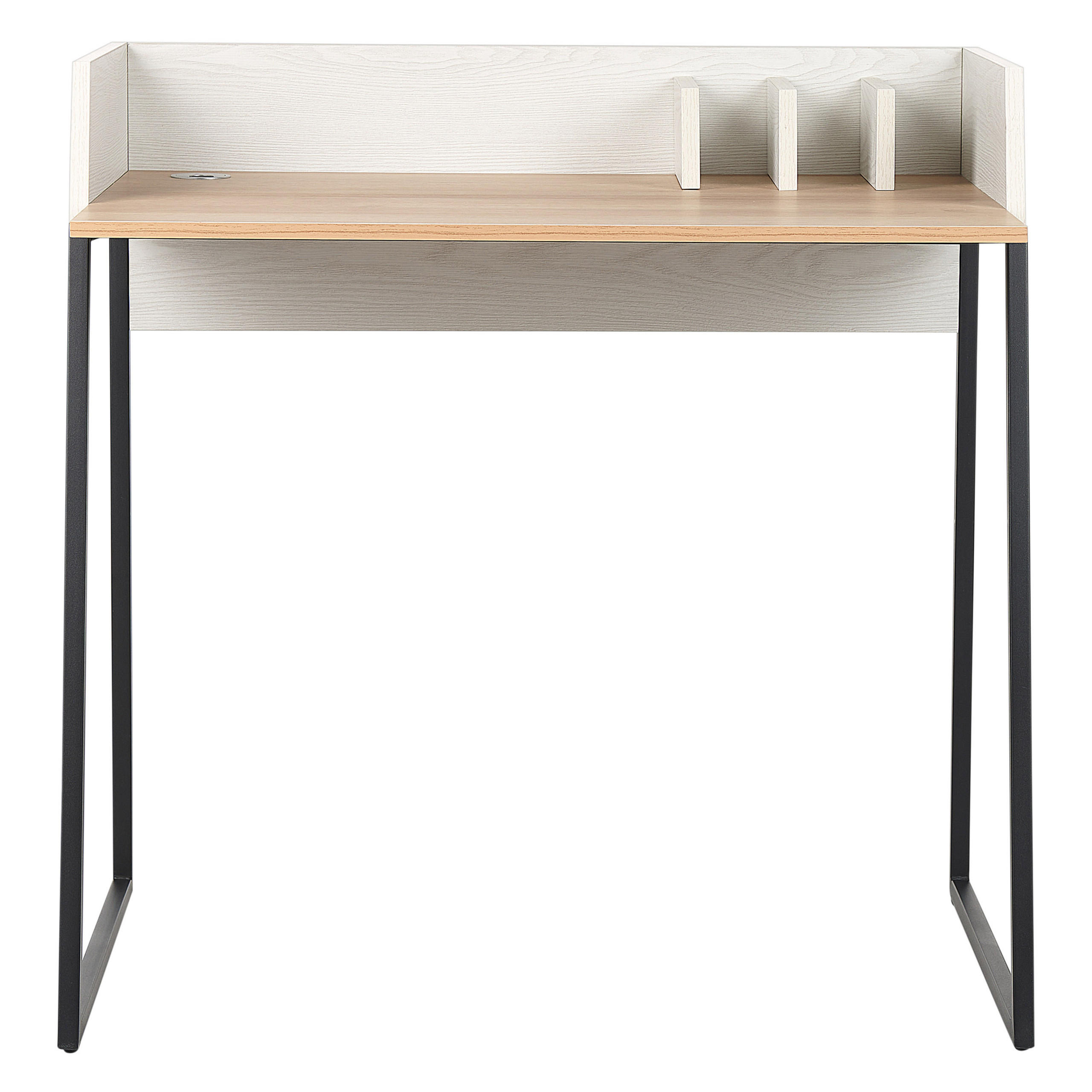 SCHREIBTISCH hellerHolzfarbton/weiß 90/60/90 cm Anah - Hellgrau, Holzwerkstoff (60/90/90cm) - Beliani