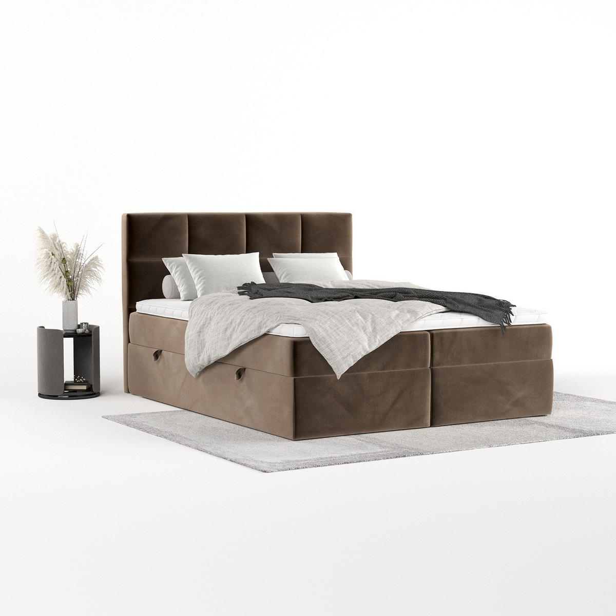 BOXBETT Oris 180/200 cm Braun im Paros Stoff - Schwarz/Braun, Holz/Holzwerkstoff (180/200cm) - AltaBeds