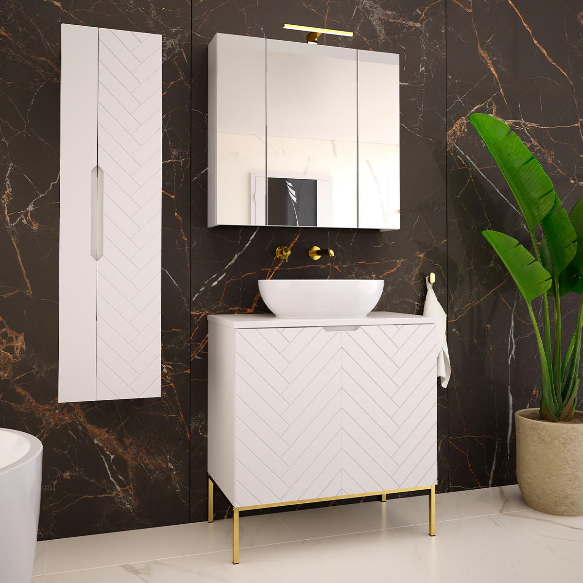 WASCHTISCH 80.6cm Daria Weiß - Weiß, Holzwerkstoff (80.6/84.2/46.5cm) - Petits-meubles