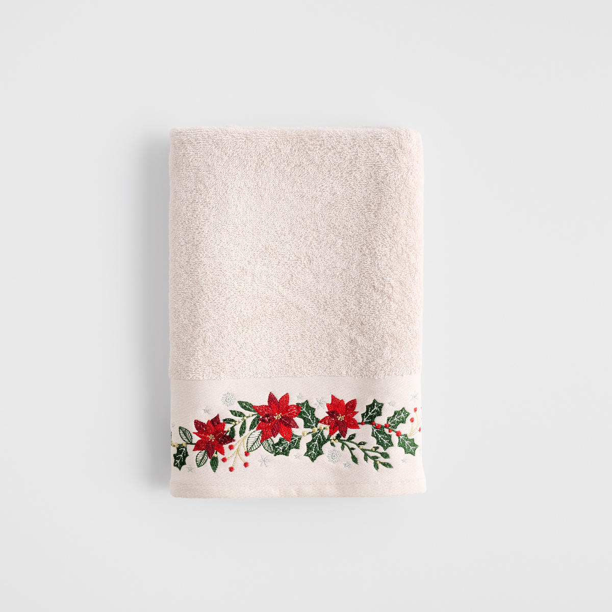 GESCHIRRTUCH Weihnachten Poinsetia hellbeige 70 x 130cm - Beige, Textil (130cm) - home&you