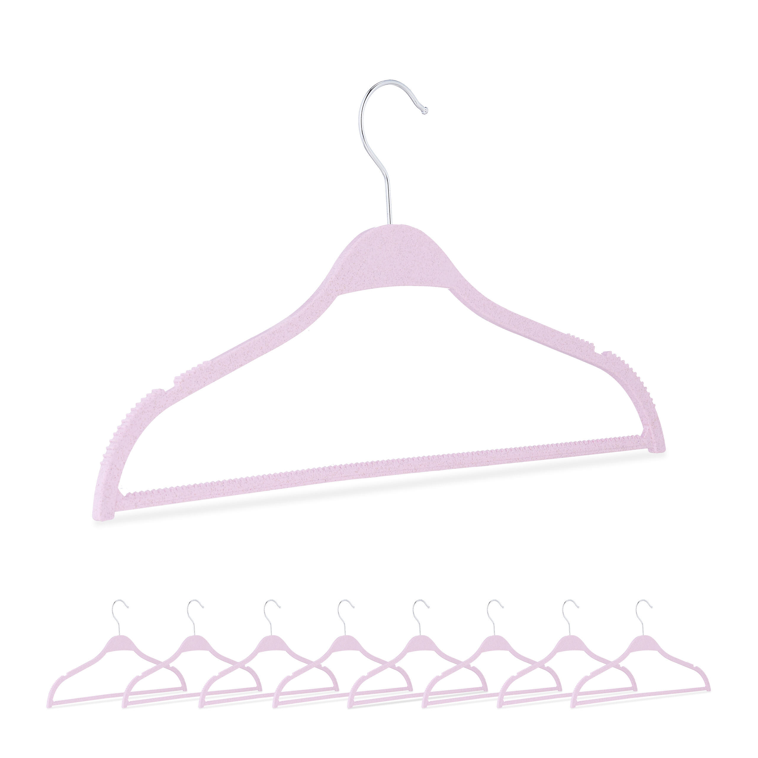 KLÄDGALJAR Rosa 10-pack vetestrå smala med byxstång 21/41.5/0.6 cm