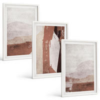 BILDER SET 3er Set - 40x60 cm Weißer Rahmen - Braun-beige abstrakte Muster - Weiß, Kunststoff (40/60cm) - TULUP