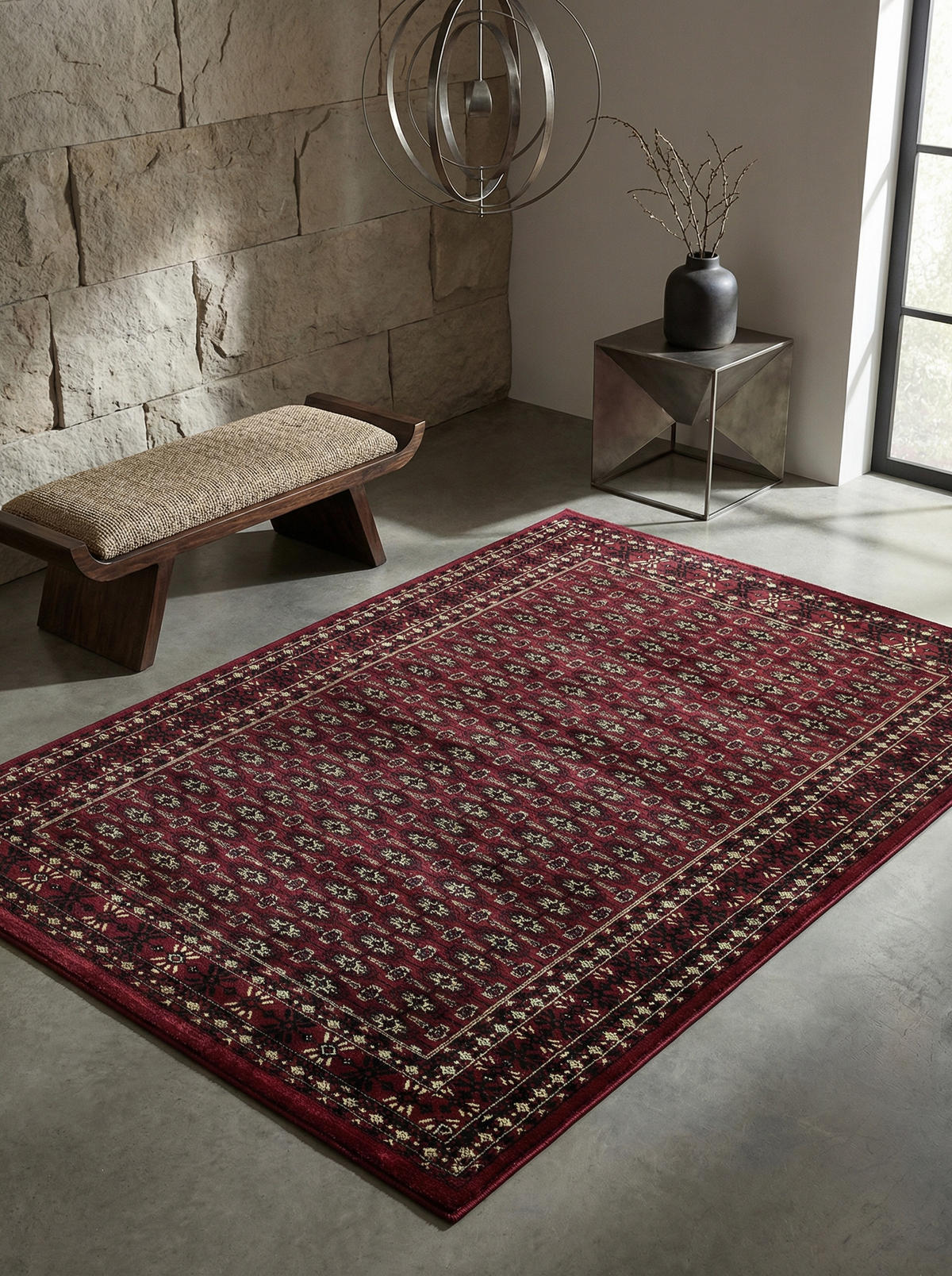 ORIENTTEPPICH Kurzflor klassisch Polypropylen Wohnzimmer Rot Rechteckig 300x400 - Rot, Textil (300/400cm) - KADIMA DESIGN