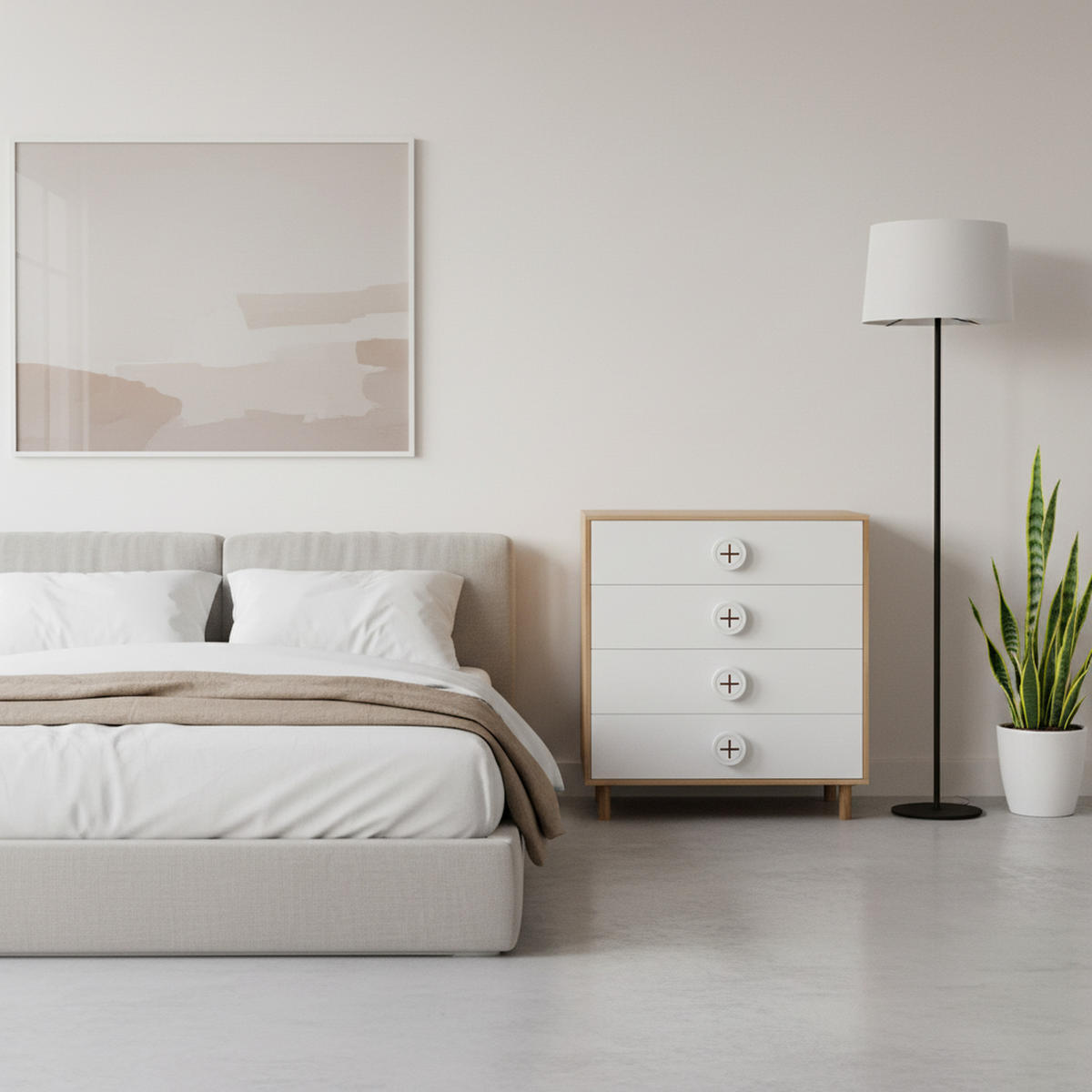 NACHTSCHRÄNKCHEN Modern Weiß Holzoptik mit 4 Schubladen 80×54×90 cm - Weiß, Holzwerkstoff (80/90/54cm) - Urban Meuble