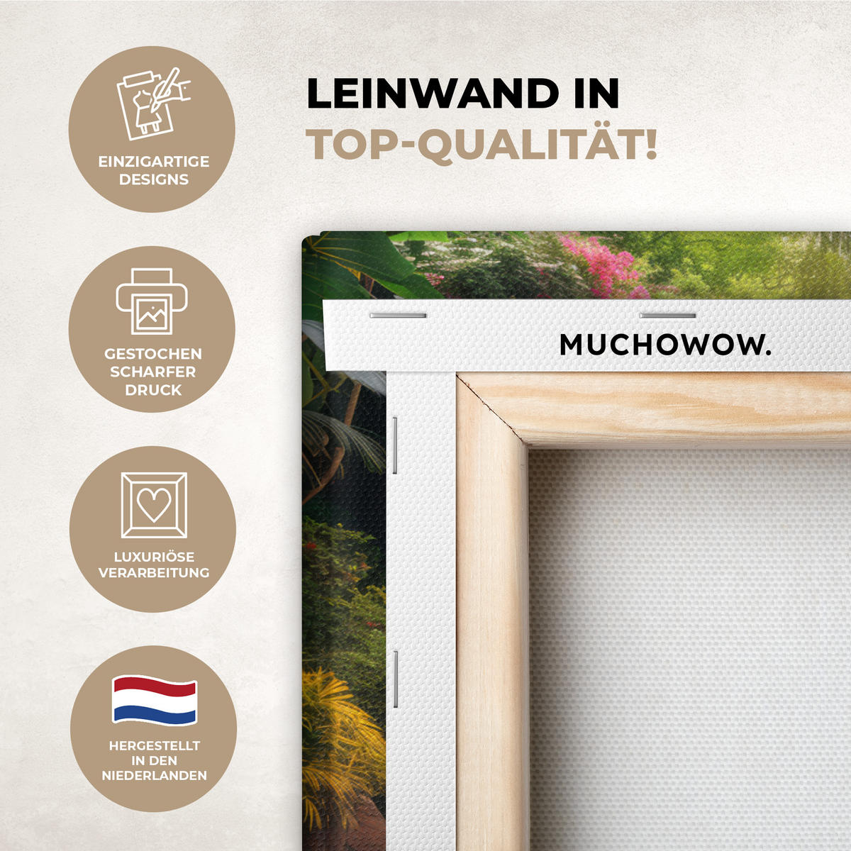 LEINWANDBILD Wasserfall - Natur - Pflanzen - Dschungel - Wasser Wanddeko 90x60 cm - Grün, Textil (90/60cm) - MuchoWow