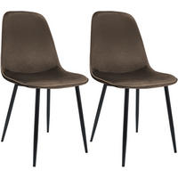 ESSZIMMERSTUHL 2er Set Samt Braun - Schwarz/Braun, Textil/Metall (45/88/54cm) - CLP