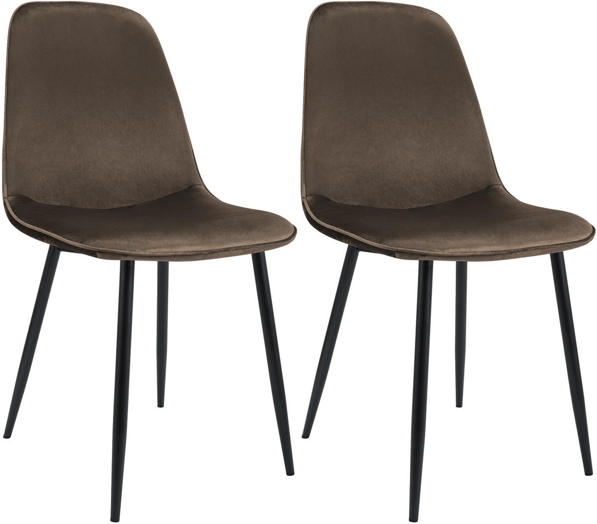 ESSZIMMERSTUHL 2er Set Samt Braun - Schwarz/Braun, Textil/Metall (45/88/54cm) - CLP