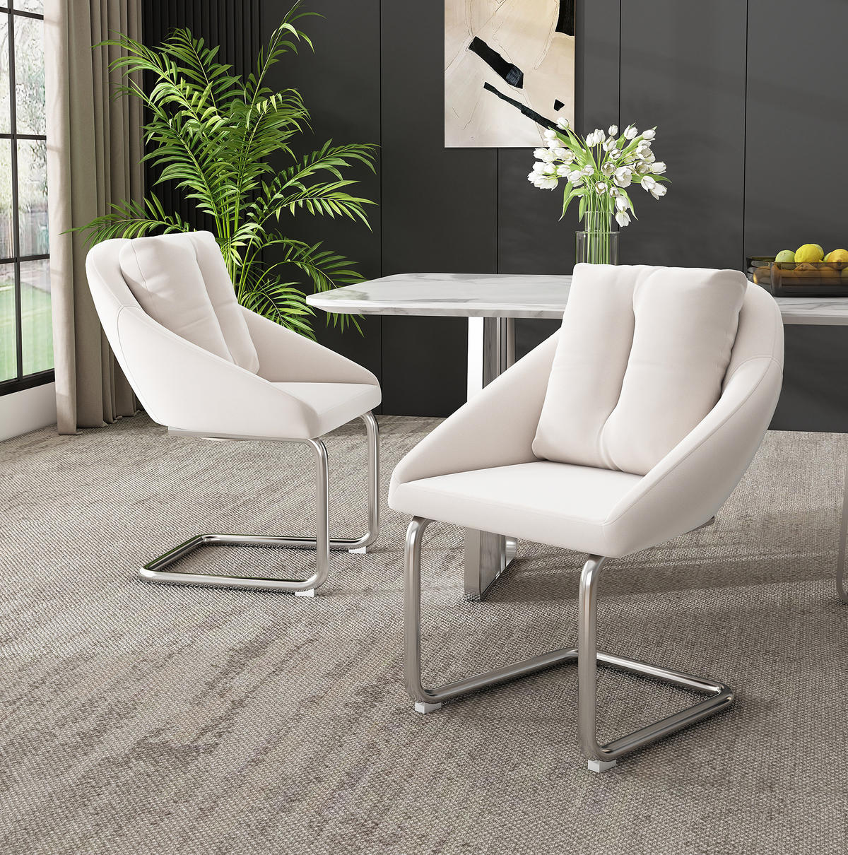 ESSZIMMERSTUHL 4er-Set ergonomisch Samt Beige - Beige, Metall (54/82/65.2cm) - Meubliv