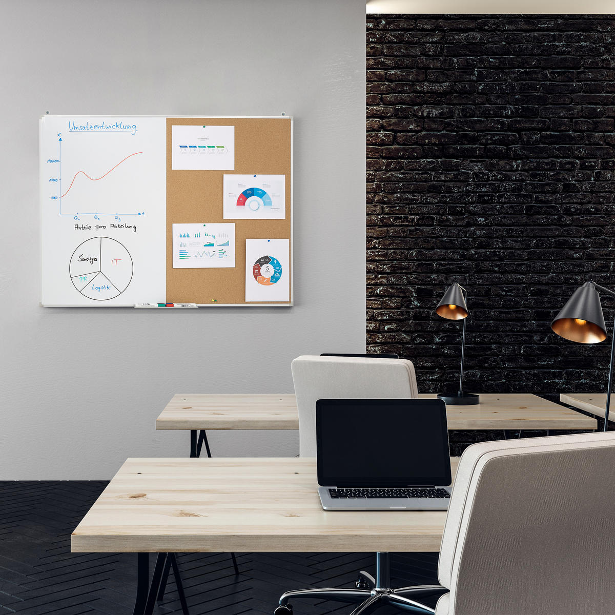 KOMBITAFEL - Multicolor, Naturmaterialen/Holzwerkstoff (90/60/7cm) - Relaxdays