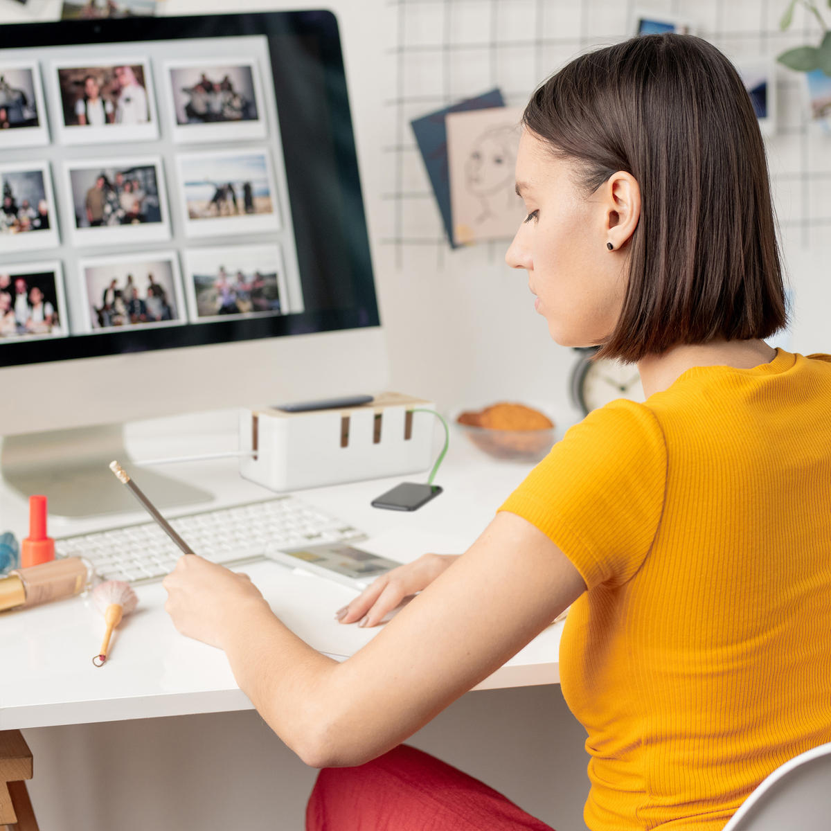 KÁBLA box - biela, drevo/plast (12.5/30/11.5cm) - Relaxdays