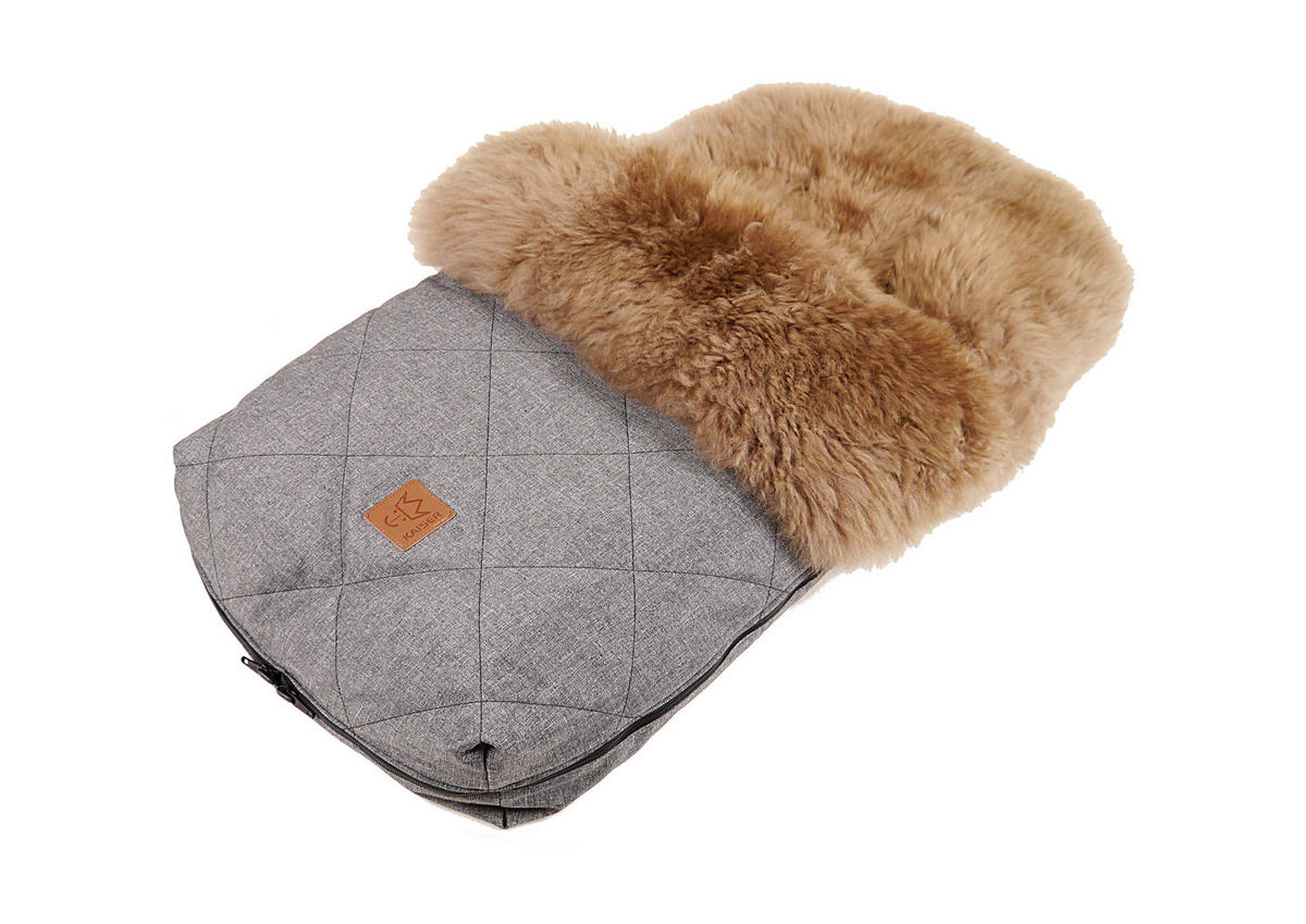 LAMMFELL-FUSSSACK Nelly, cappuccino, anthracite melange - Grau, Fell (46/8/88cm) - Kaiserbaby