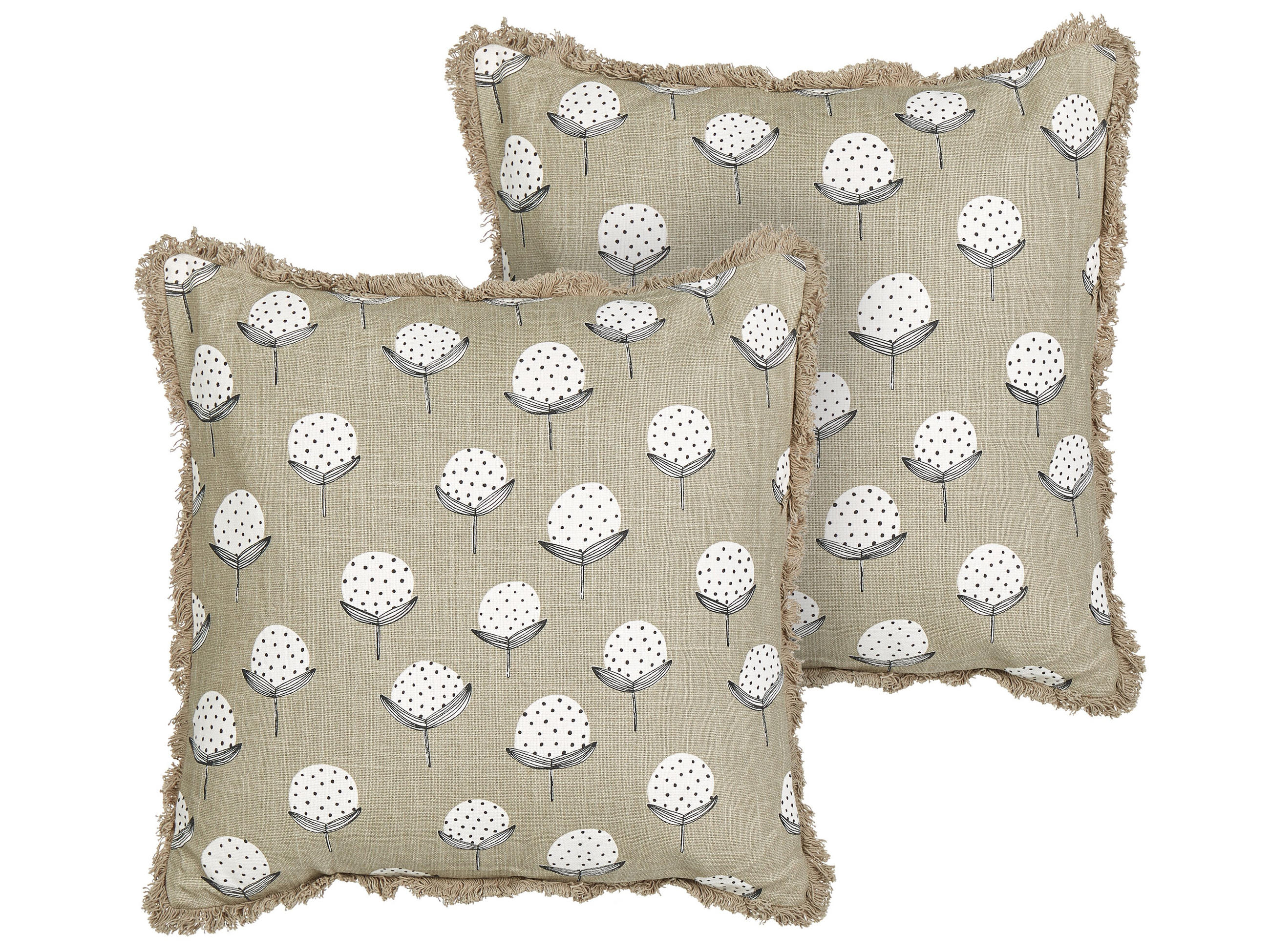 DEKOKISSEN 2er-Set Beige 45/45 cm Choisya - Beige/Weiß, Textil (45/45cm) - Beliani