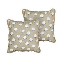 DEKOKISSEN 2er-Set Beige 45/45 cm Choisya - Beige/Weiß, Textil (45/45cm) - Beliani