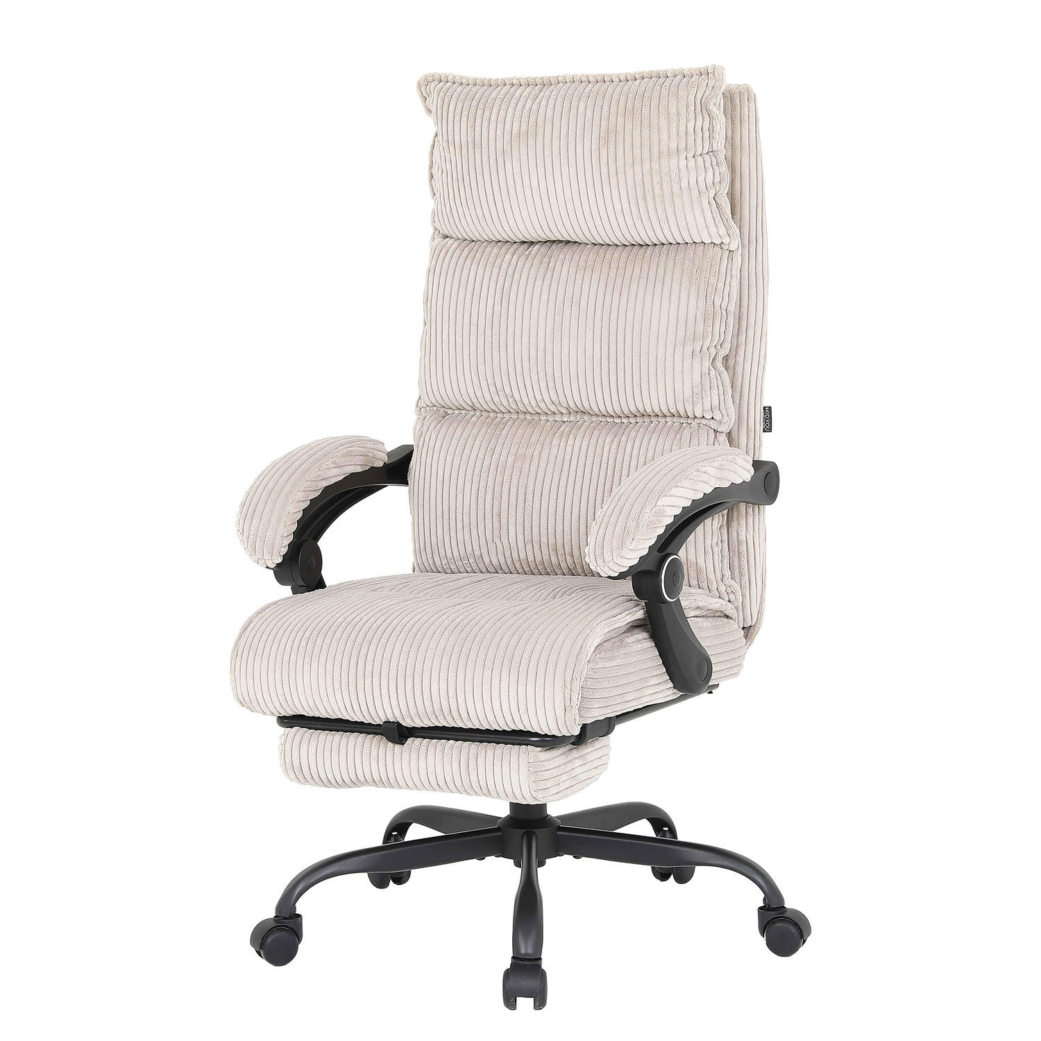 BÜRODREHSTUHL mit Fußablage - Beige/Schwarz, Textil/Metall (71/116/71cm) - home24