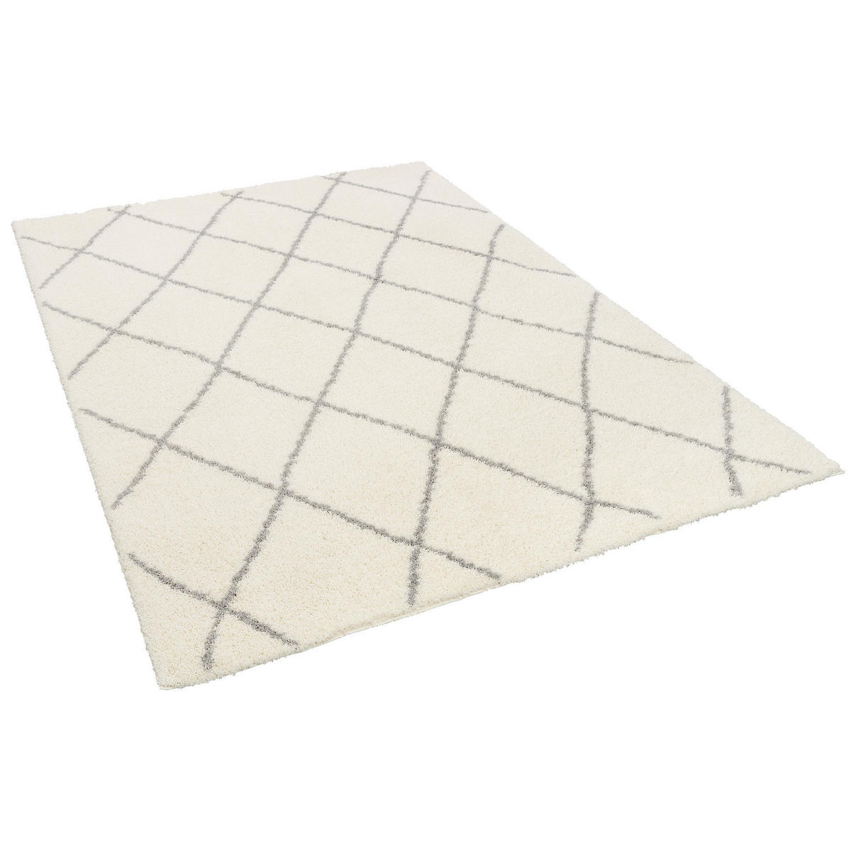 LUXUS SHAGGY TEPPICH SILKY SOFT MODERN RAUTEN - Creme, Textil (80/150cm) - Pergamon