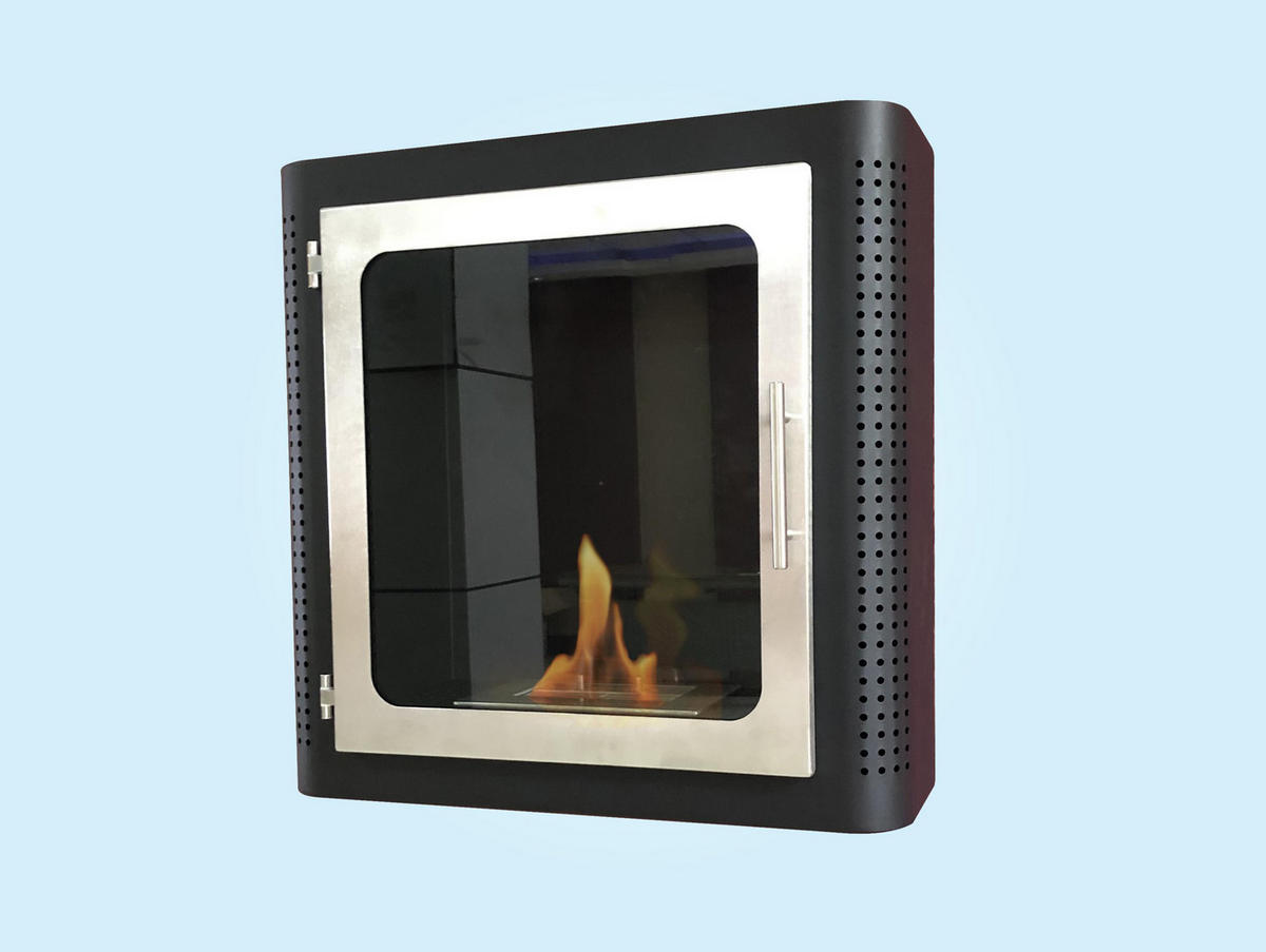 BIOETHANOL-KAMIN Schwarz Wandmodell inklusive 1 L Brennblock - Schwarz, Metall (60/60/22cm) - Purline