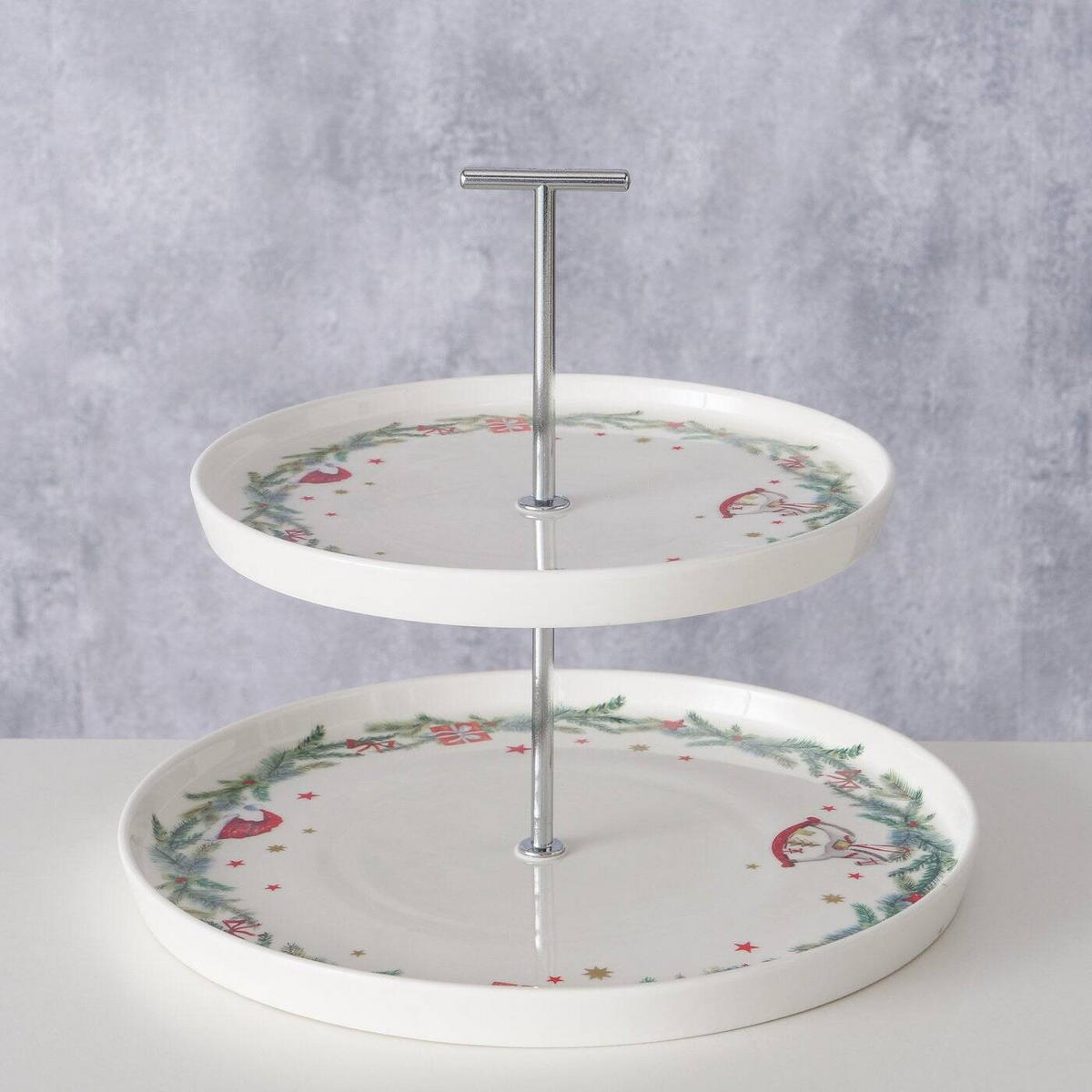 ETAGERE Florenza 2-stöckig 22 cm - Weiß, Keramik (26/22/26cm)