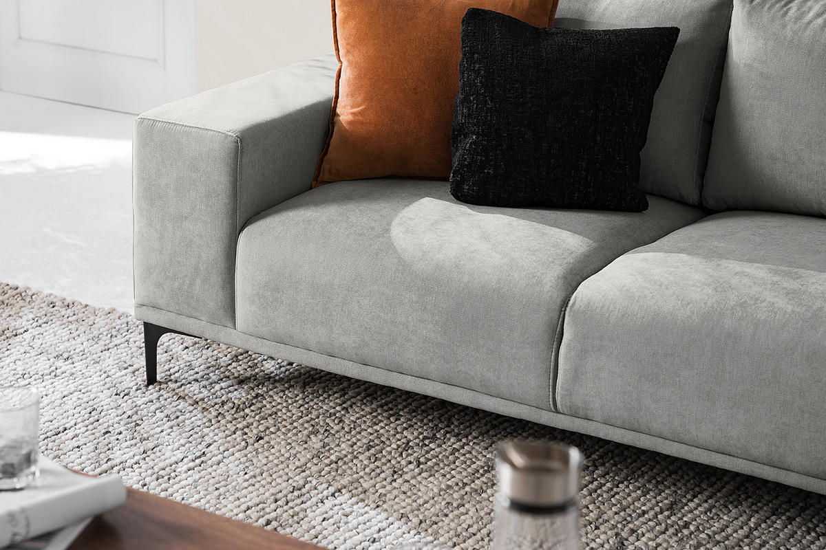 2-SITZER SOFA - Schwarz/Grau, Textil/Metall (180/78/91cm) - home24