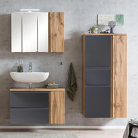 BADMÖBEL-SET 3-TLG. Vasto-03 - Grau, Holzwerkstoff (165/200/35cm) - Lomado