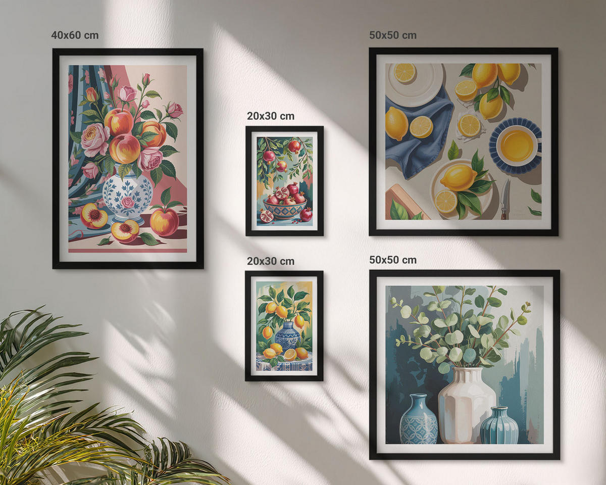 BILDER SET 5er Set - 50x50 cm & 20x30 cm & 40x60 cm Schwarzer Rahmen - Matisses stilvolle Figuren - Schwarz, Kunststoff (40/60cm) - TULUP