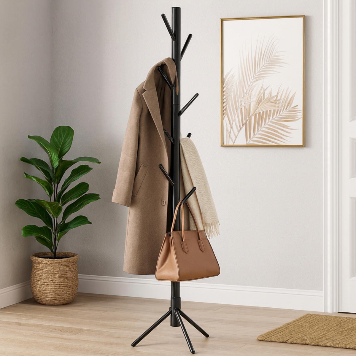 GARDEROBENSTÄNDER Metall schwarz stabil stehend 47x47x175 cm - Schwarz, Metall (47/175/47cm) - Begryf