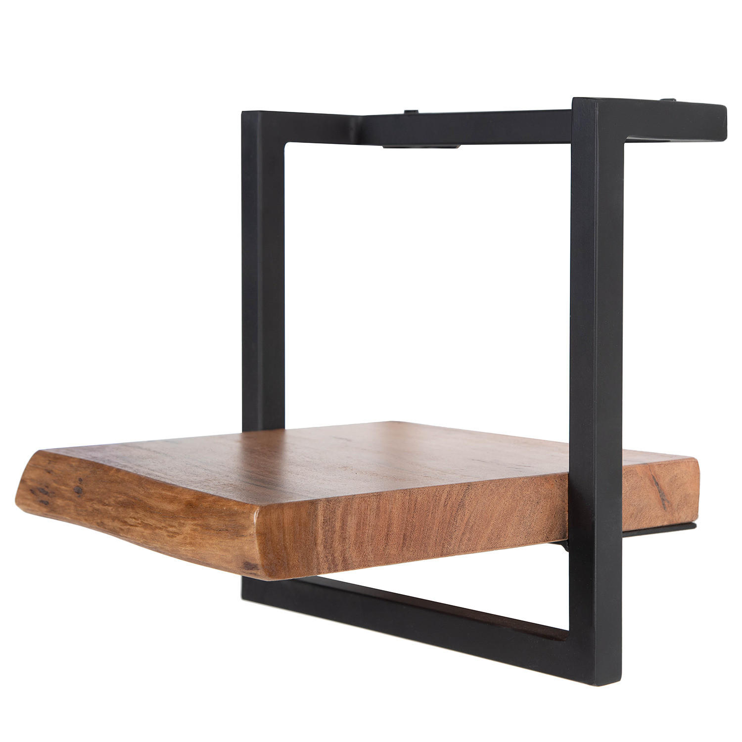 WANDREGAL - Akazie massiv / Metall - Akaziefarben, Metall (30/30/26cm) - home24