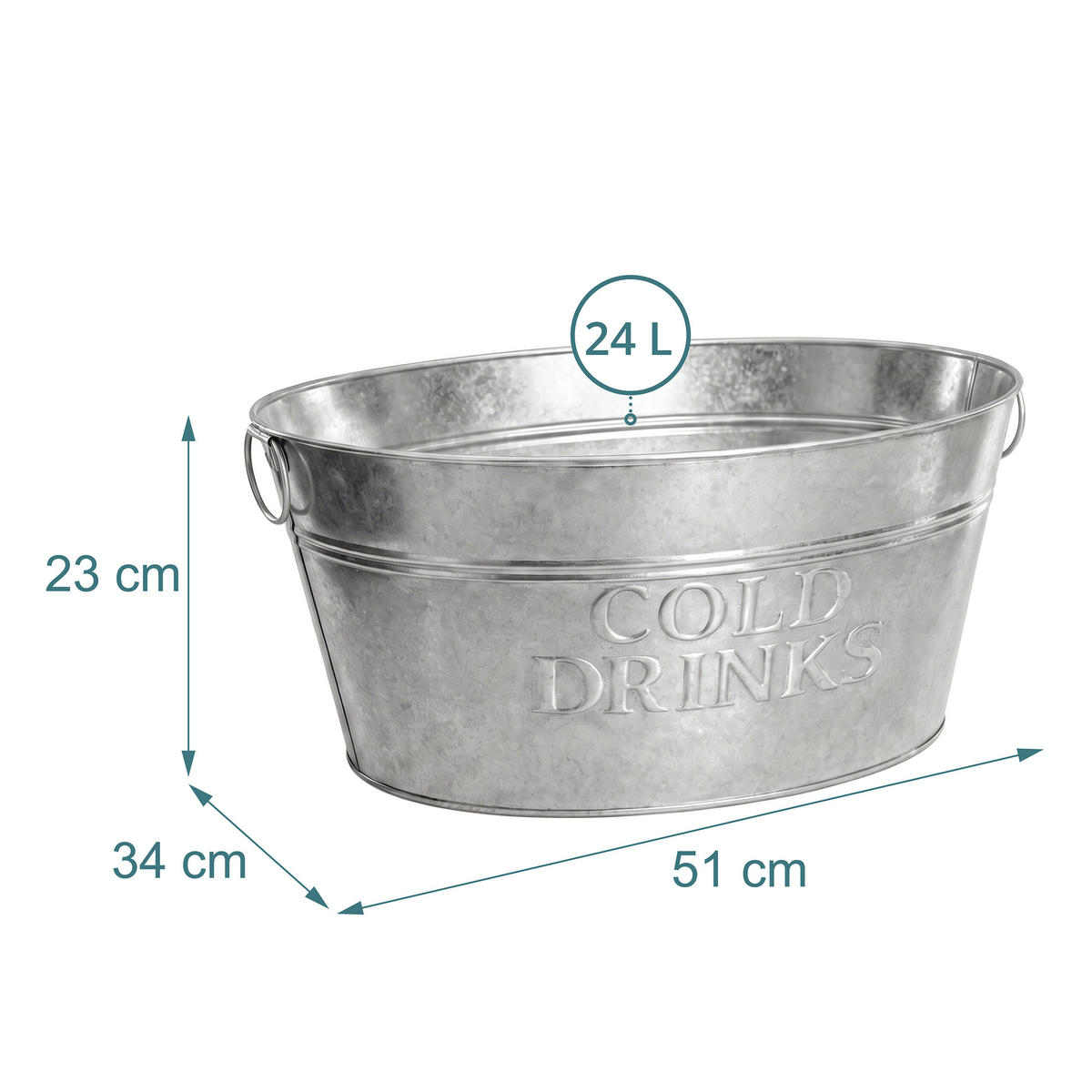 VINKYLARE Silver 2-pack galvaniserat järn - Silverfärgad, Metall (34/23cm) - Relaxdays