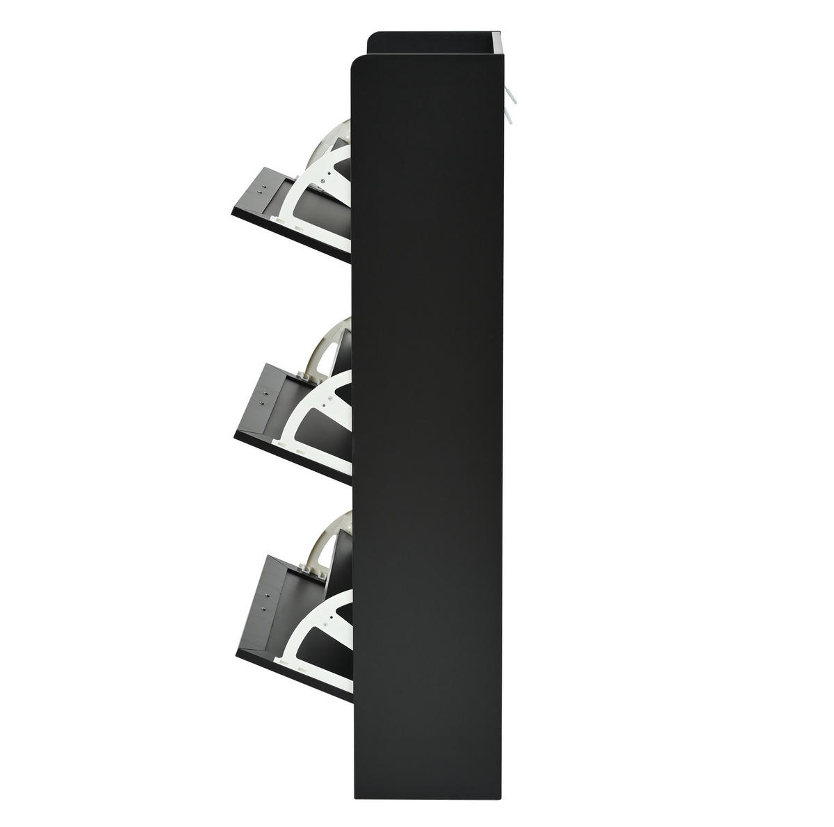 SCHUHSCHRANK mit 3 Klappen 70/24/120 cm im 2er-Set, schwarz - Schwarz, Holzwerkstoff (140/120/24cm) - BEAOK