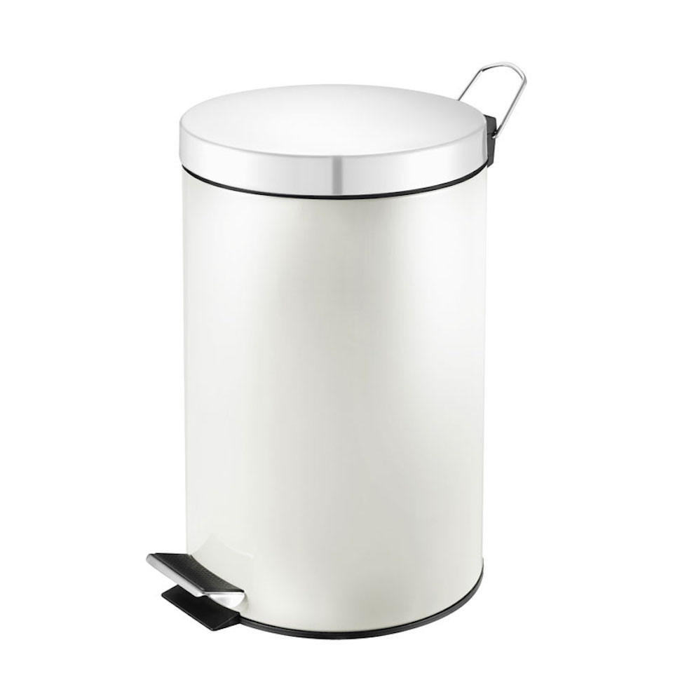 MÜLLEIMER Runder TretMit Herausnehmbaren Kunststoff Inneneimer 3 Liter 27 x 19,5 x 17 cm Weiß - Weiß, Metall (19.5/27/17cm) - PROREGAL